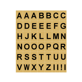 LETRAS ADHESIVAS DORADO/NEGRO <br>220 Rótulos x Sobre</br>