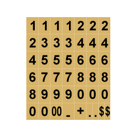 NÚMEROS ADHESIVOS DORADOS/NEGRO<br>220 Rótulos x Sobre</br>