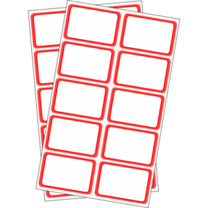 RÓTULOS ADHESIVOS MARCO ROJO 50X33mm<br>96 Rótulos x Sobre</br>