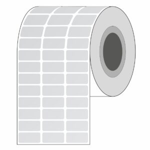 ETIQUETA SEGURIDAD 32X15mm<br>POLYESTER PLATA MATE</br>